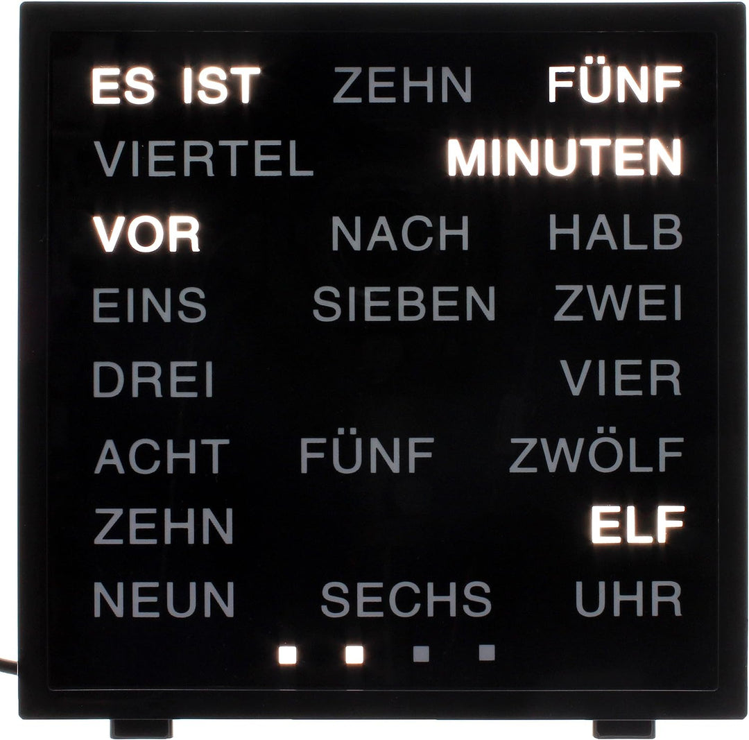 Out of the Blue 79/3263 - Uhr mit Wort Anzeige deutsch, ca. 16,5 x 16,5 cm aus Kunststoff, mit Adapt