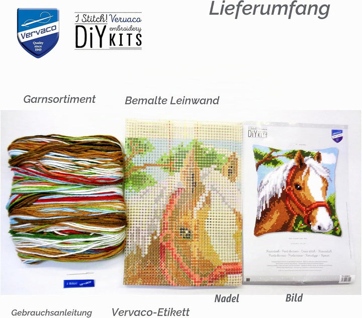 Vervaco Kreuzstichkissen/Stickkissen inklusive Material, Leinen Acryl, Mehrfarbig