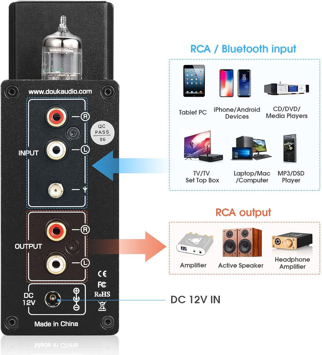 Douk Audio P6 HiFi Bluetooth Röhrenvorverstärker Stereo Audio Verstärker Kopfhörer Verstärker Tube P