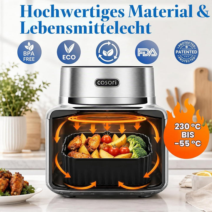 2 Stück Silikonform Heissluftfritteuse für COSORI Airfryer Iconic Single 6,2L | SE601S, Airfryer Sil