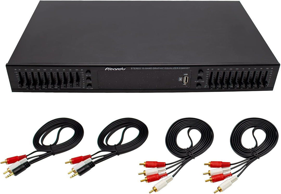 LeTkingok 220V EQ665 Hifi Heim-eq-entzerrer, Duale 10 Band Stereo-höhen-alt-bass-regulierung mit Int
