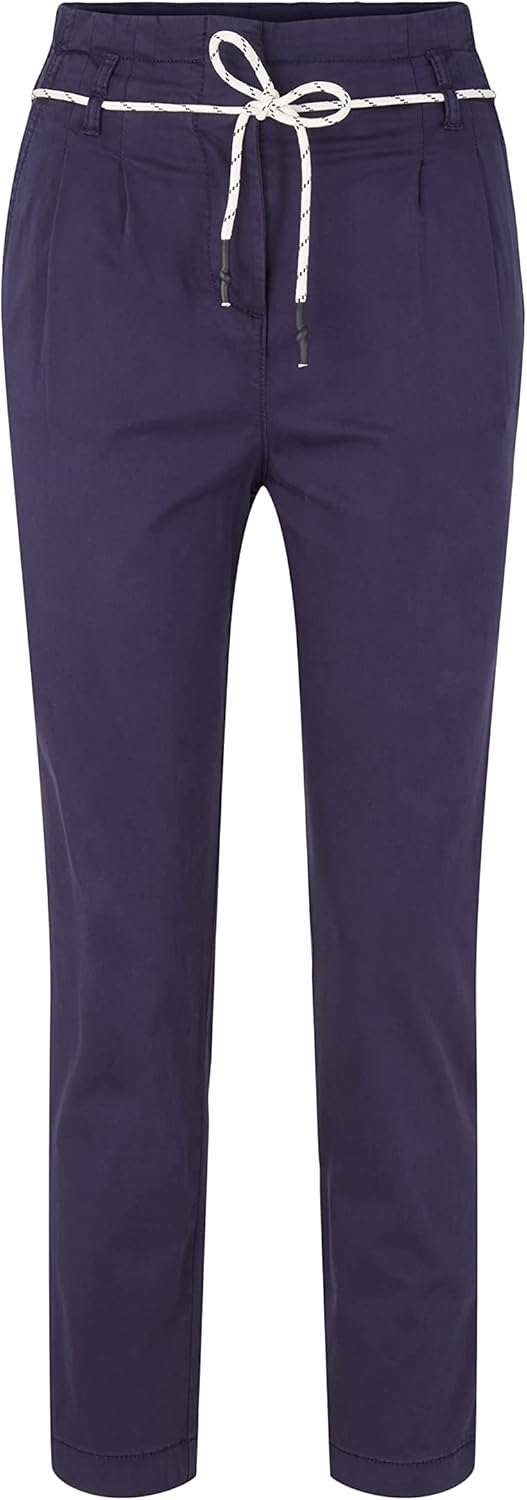 TOM TAILOR Damen Paperbag Chino Hose mit Gürtel 38W / 28L 11331 - Atlantic Ocean Blue, 38W / 28L 113