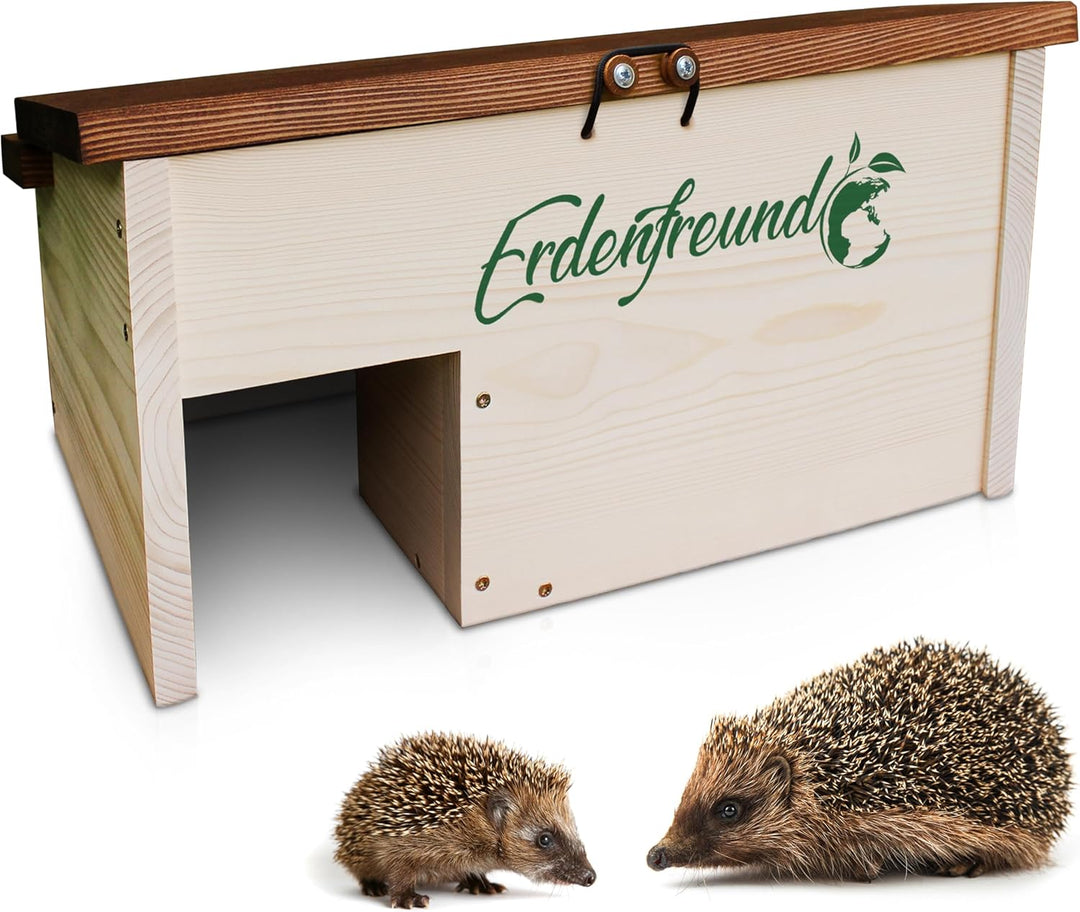 Erdenfreund® Igelhaus mit festem Dach-Sicherheitsverschluss & Labyrintheingang gegen Fressfeinde Ige