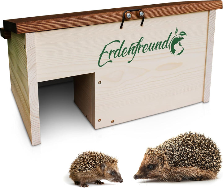 Erdenfreund® Igelhaus mit festem Dach-Sicherheitsverschluss & Labyrintheingang gegen Fressfeinde Ige