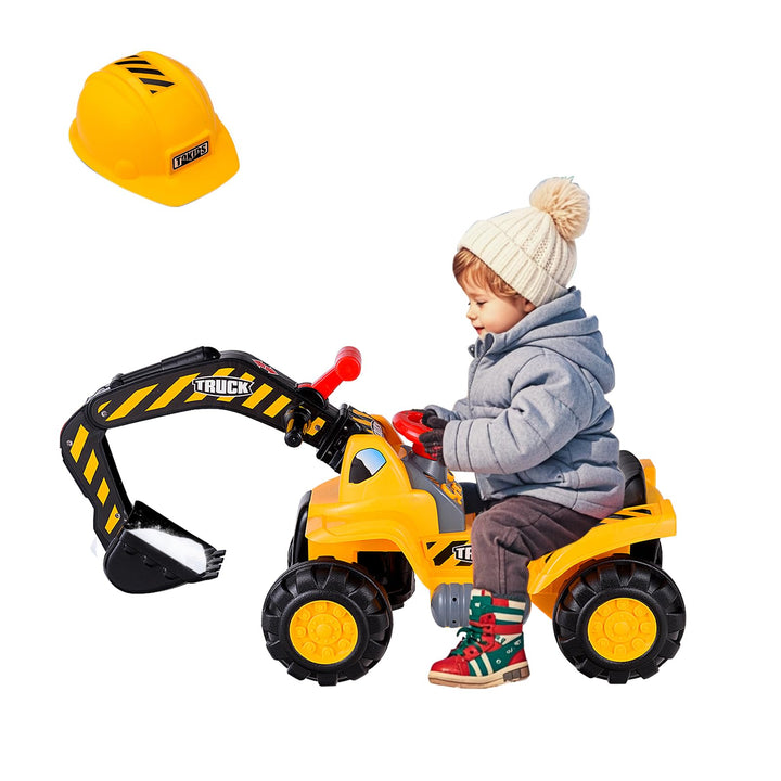 FANTASK Sitzbagger mit eingebautem Ablagefach, Kinderbagger mit Horn, Sandbagger, Rutscher Bagger, S