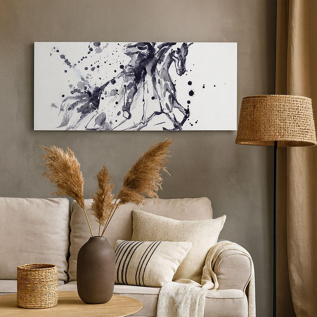 Wandbilder Dekoration Wohnzimmer Pferd Ritter Geschichte Reiten Panorama Bilder auf Leinwand 120x50c