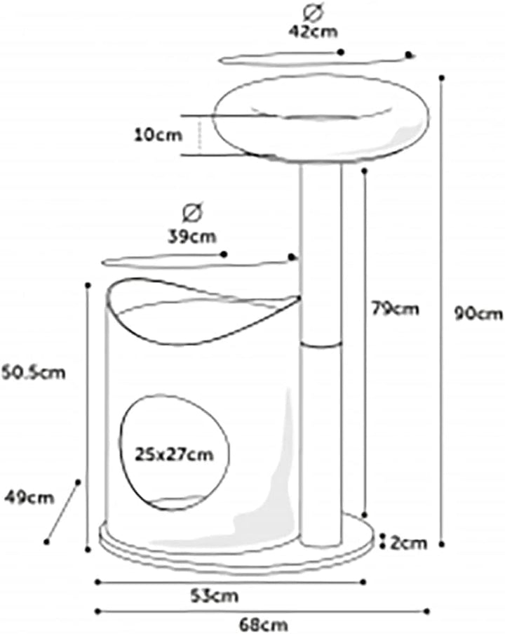 kratztonne für Katzen – Flamingo Greta XL – 110 cm – Ø 45 cm – Sisal &amp; Plüsch – viele Rückzugsorte