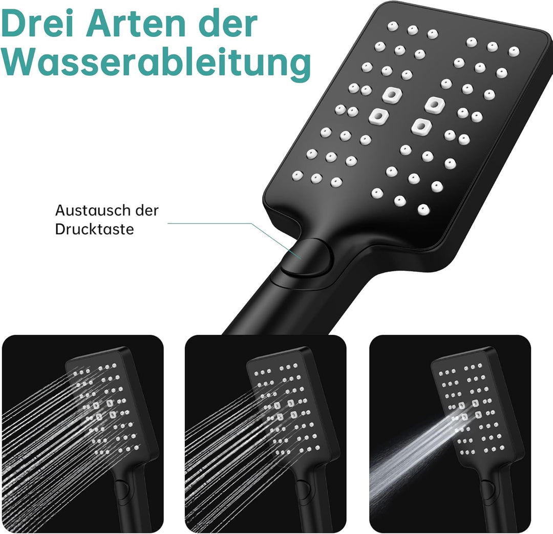 EMKE Duschsystem Duschset, Brausestangenset-Duschstange 85cm+Handbrause mit 150cm Schlauch+Seifenhal