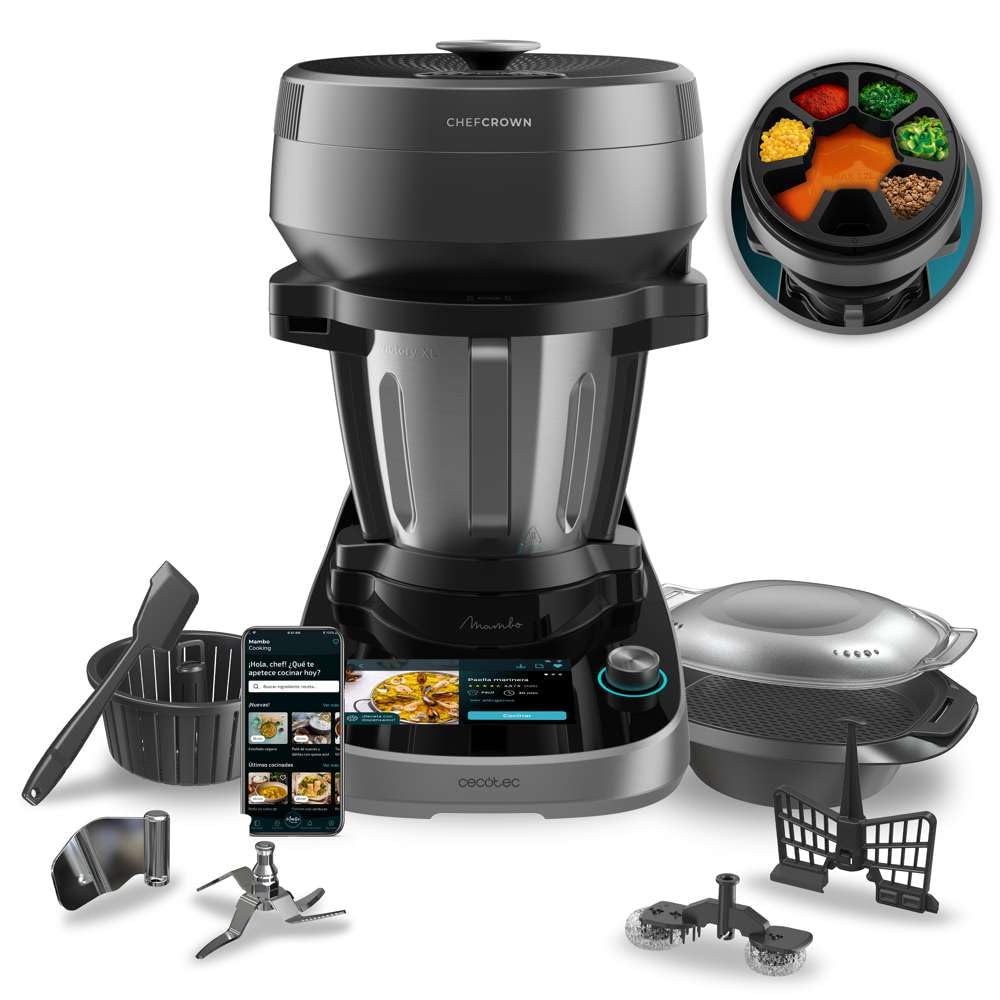 Cecotec Küchenroboter mit Lebensmittelspender Mambo CooKing Victory. 1700 W, 45 Funktionen, Tausende