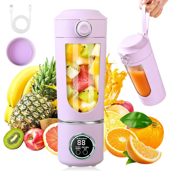 700 ml Tragbarer Mixer, Wiederaufladbarer Kleiner Entsafter, Smoothie Maker mit 12 Rostfreien Klinge