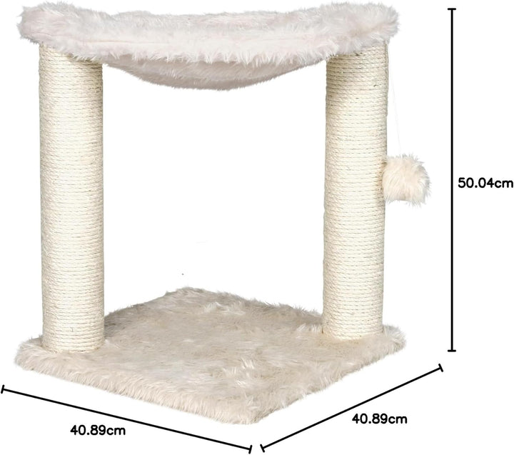 TRIXIE Kratzbaum Baza 50 cm in creme – kleiner & kompakter Katzenbaum mit gemütlicher Liegemulde, ko