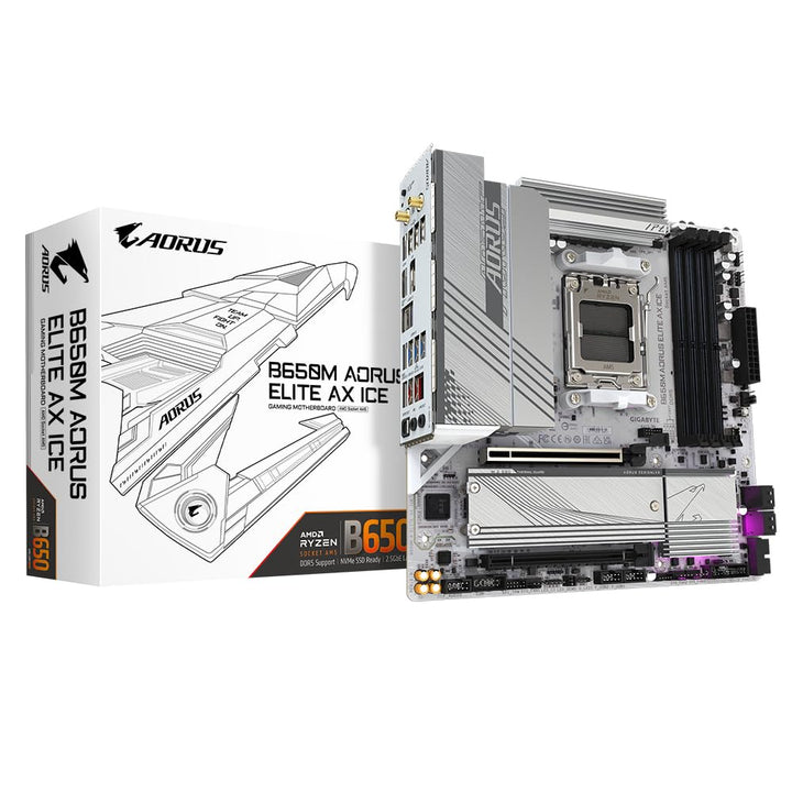Aorus B650 AORUS Elite AX Ice (Sockel AM5/B650/DDR5/S-ATA 6Gb/s/Micro ATX)