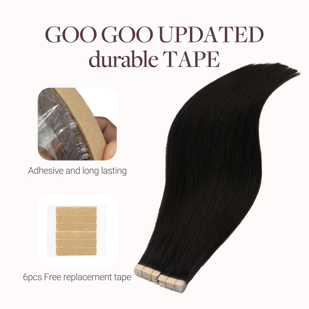 GOO GOO Tape in Extensions Echthaar, Tape Extensions Echthaar, 35cm 100g 40pcs, Extensions Echthaar,