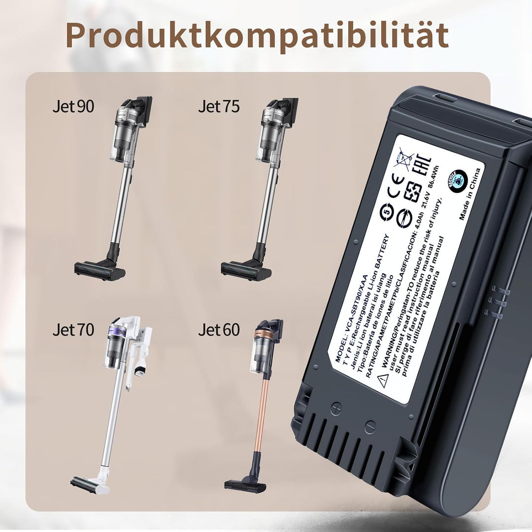 Ersatzakku 4.0Ah für Samsung Jet 60/65/70/75/75+/90/90+ Serie - VCA-SBT90