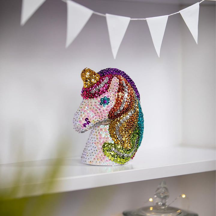Kitfix - Sequin Art 3D Einhorn - 3D Paillettenbild - Bastelset für Jugendliche, Erwachsene und Kinde