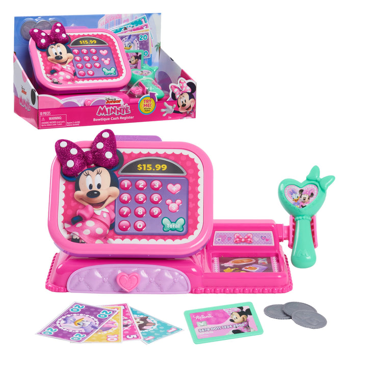 Disney Junior Minnie Mouse Bowtique Registrierkasse mit Soundeffekten, zum Stylen und Spielen, Kinde
