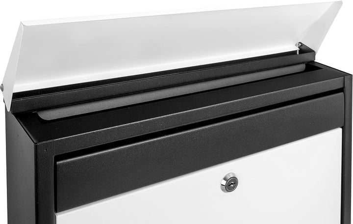 ADGO Modern Black &amp; White Edition Stylisch Briefkasten 340 mm x 400 mm x 100 mm Wandmontiert Wasserd