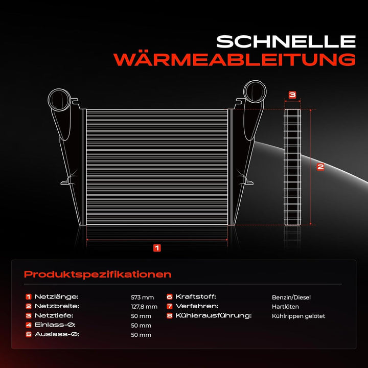 Frankberg Ladeluftkühler Turbokühler Kompatibel mit Giulietta Mito 500 595 695 Bravo II Doblo Cargo