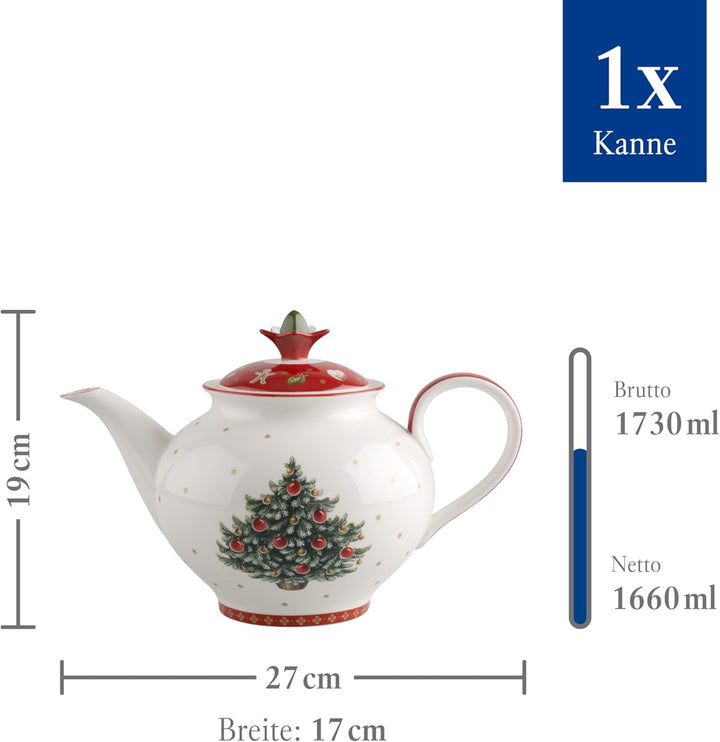 Villeroy & Boch – Toy's Delight Kanne mit Deckel 1,5l, Teekanne Weihnachten, Kaffeekanne, Weihnachts