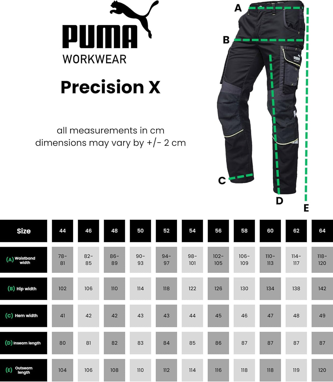 PUMA Workwear Precision X Arbeitshose für Herren - Premium Bundhose mit vielen Taschen und verstärkt