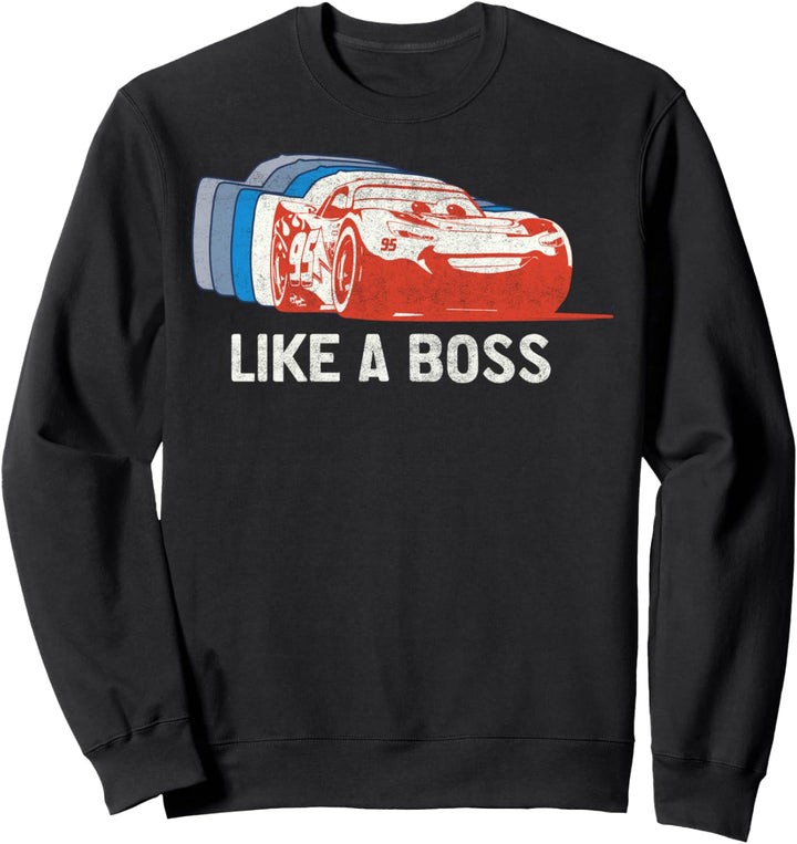 Disney Pixar Cars 2 Lightning McQueen Like A Boss Text Sweatshirt