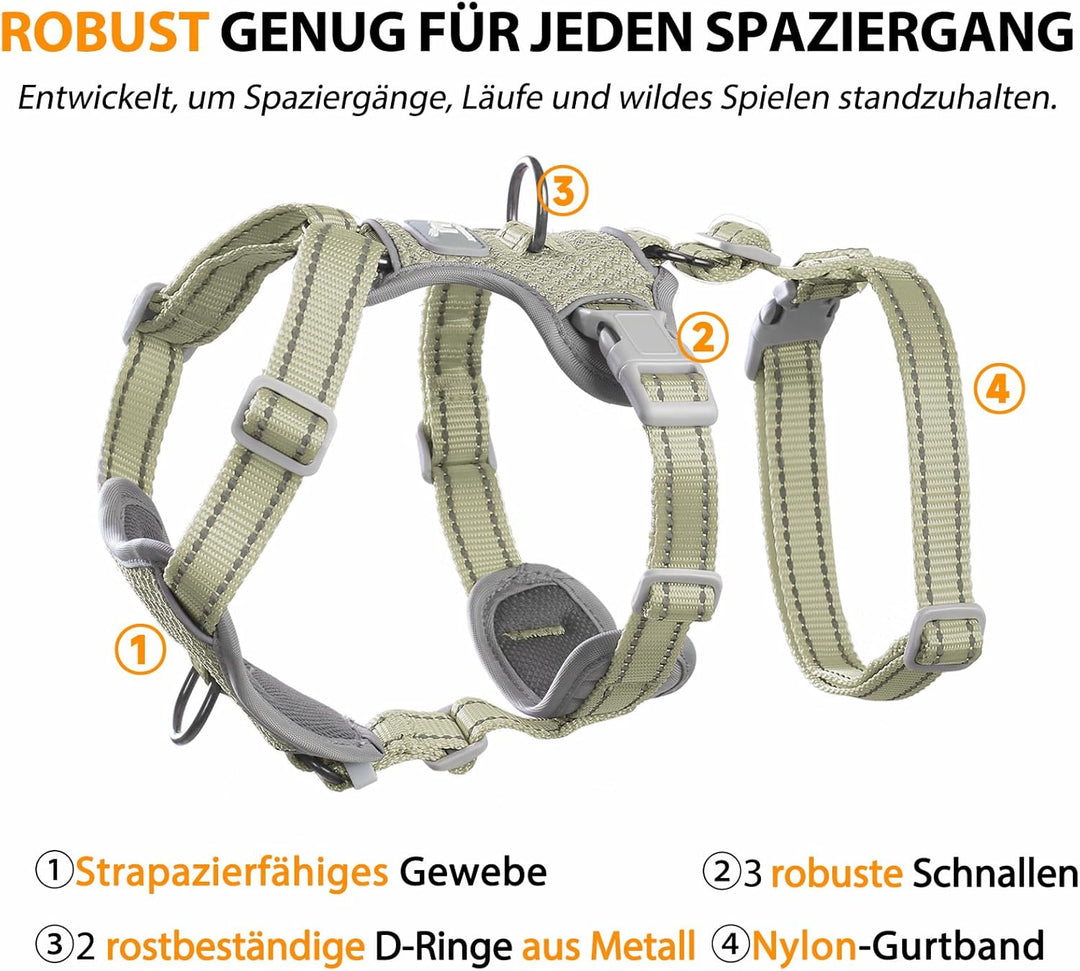 Huntboo Sicherheitsgeschirr Hund Ausbruchsicher, Panikgeschirr für Hunde, Anti Zug Hundegeschirr, Re