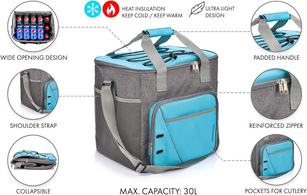 meteor 30L Kühltasche 36x25x33cm Isolier-Tasche Lunch Tasche Kühlbox Picknick Tasche EIS Campingtasc