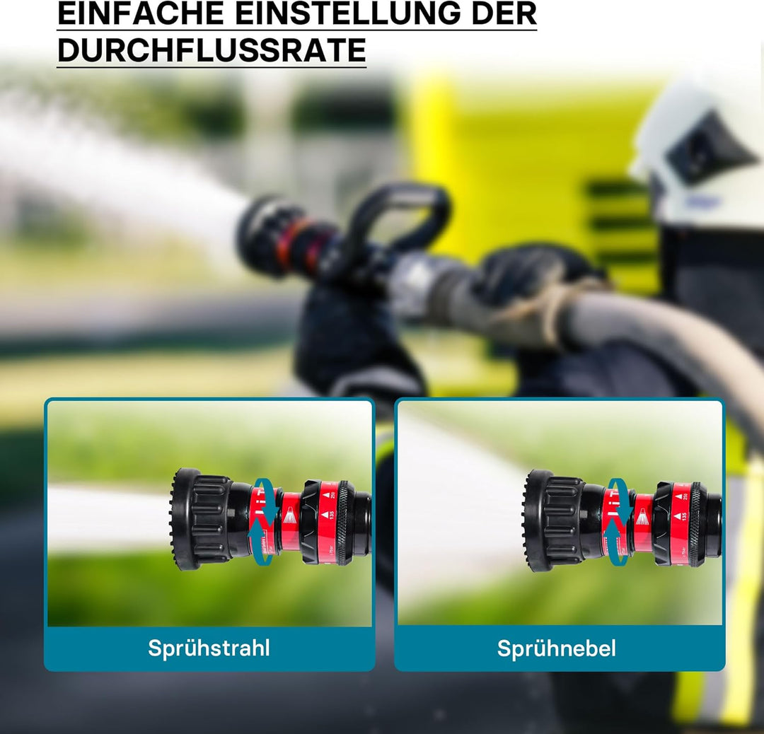 Wiltec Hohlstrahlrohr mit 150/200/350/450 l/min, C Storzkupplung und stufenloser Sprühstrahlverstell