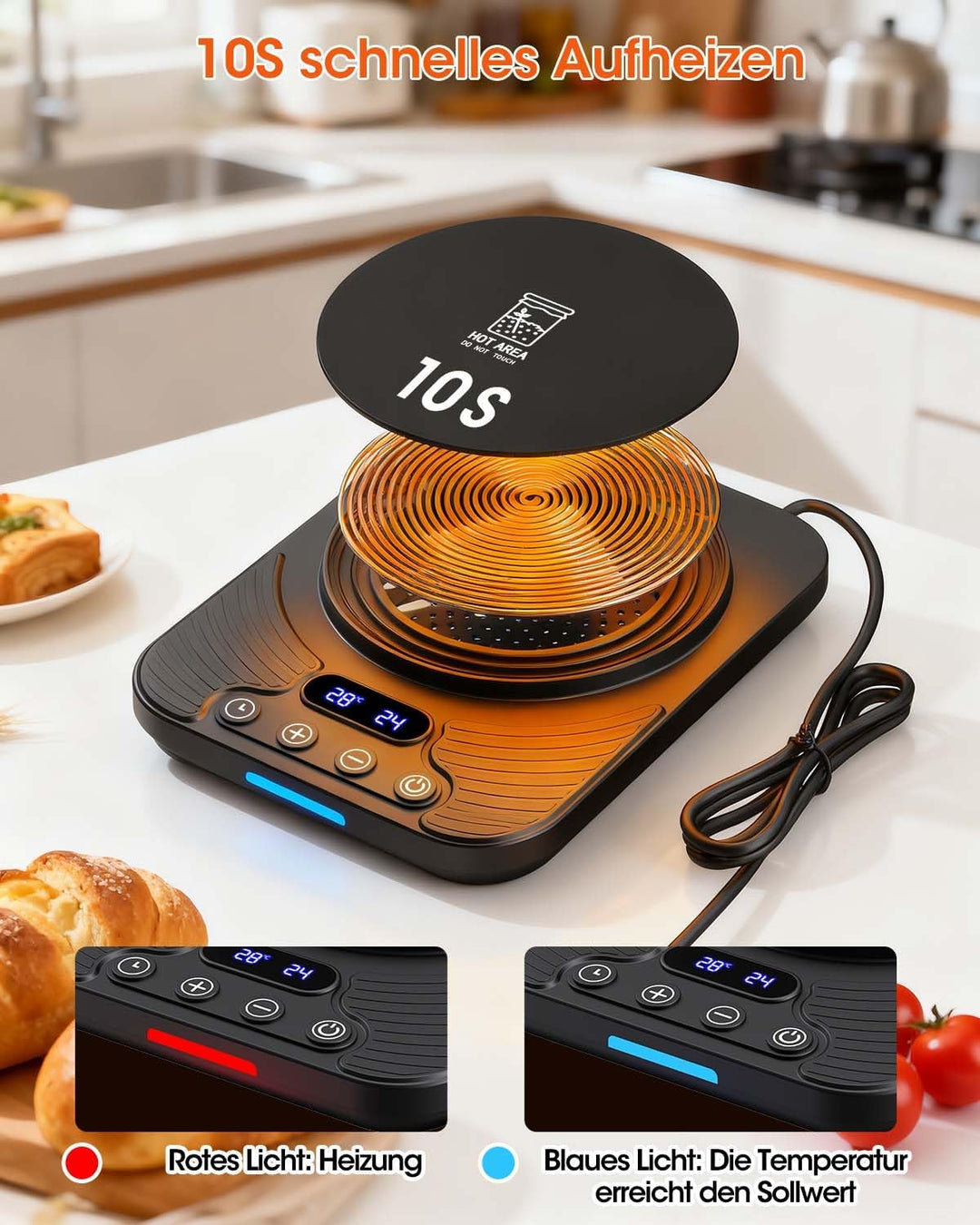 Sauerteigstarterwärmer, Wärmeplatte Präzise 1℃ Thermostat (21-43℃), 24H Timer, Automatische EIN/Aus-
