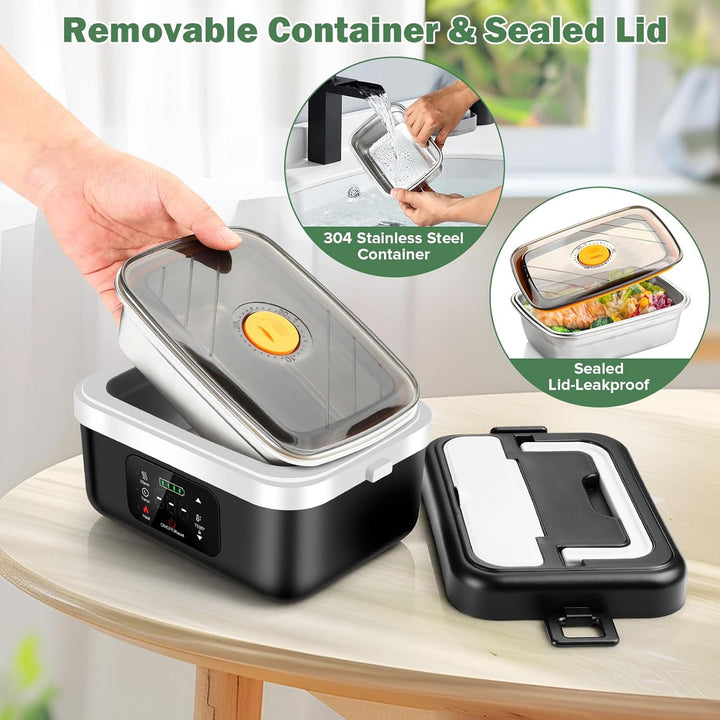 Kabellose Elektrische Lunchbox, 1L Batteriebetrieben Beheizbare Lunchbox für Erwachsene Tragbarer Sp