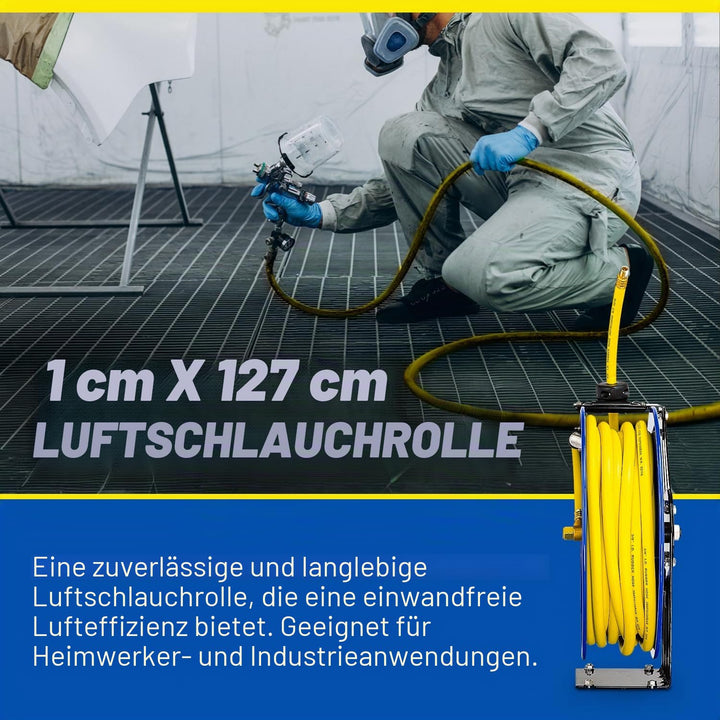 Goodyear Schlauchtrommel Stahl Einziehbare Air Compressor Schlauchaufroller mit 9,5mm × 15m schlauch