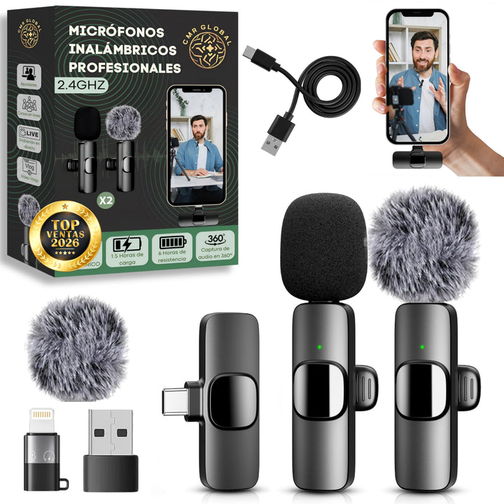 Kabelloses Mikrofon für iPhone, iPad, Android, PC, mit USB-C, Ansteckmikrofon mit Clip für Videoaufn