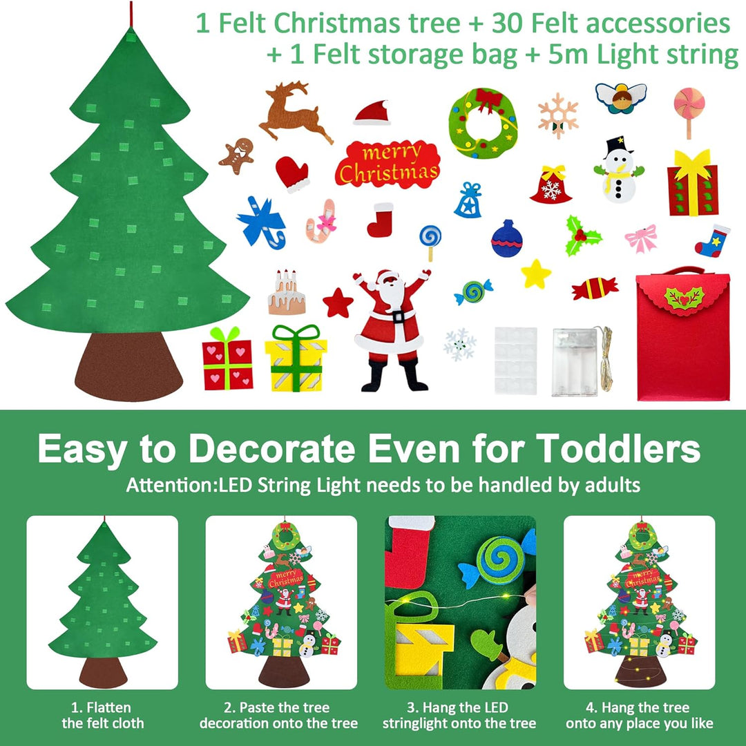 WEST STORY Filz Weihnachtsbaum für Kinder, 3.3Ft DIY Filz Tannenbaum Zum Schmücken mit 30 Ornamenten