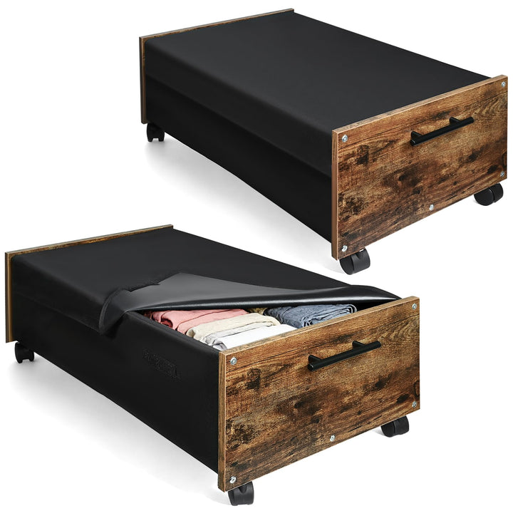 Unterbett Aufbewahrungsbox mit Rollen, 2 Stück Kommode 70L | 75×42×27,5cm | 60kg Belastbar | 8 Räder
