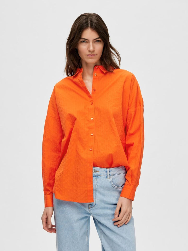 SELECTED FEMME Damen Slflina-sanni Ls Shirt Noos Bluse 36 Orangeade, 36 Orangeade
