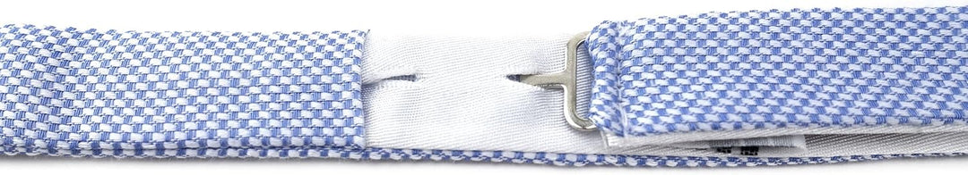 TigerTie Selbstbinder Piqué in Uni gemustert, Querbinder 100% Baumwolle + Aufbewahrungsbox Blau-weis