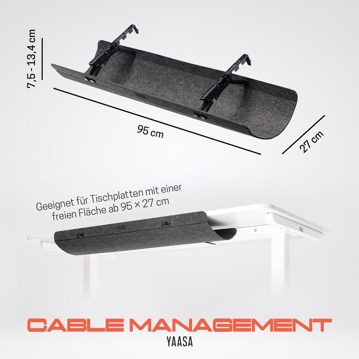 Yaasa Cable Management S/M Kabelkanal Schreibtisch, Volumen und Montageposition anpassbar, Kablemana