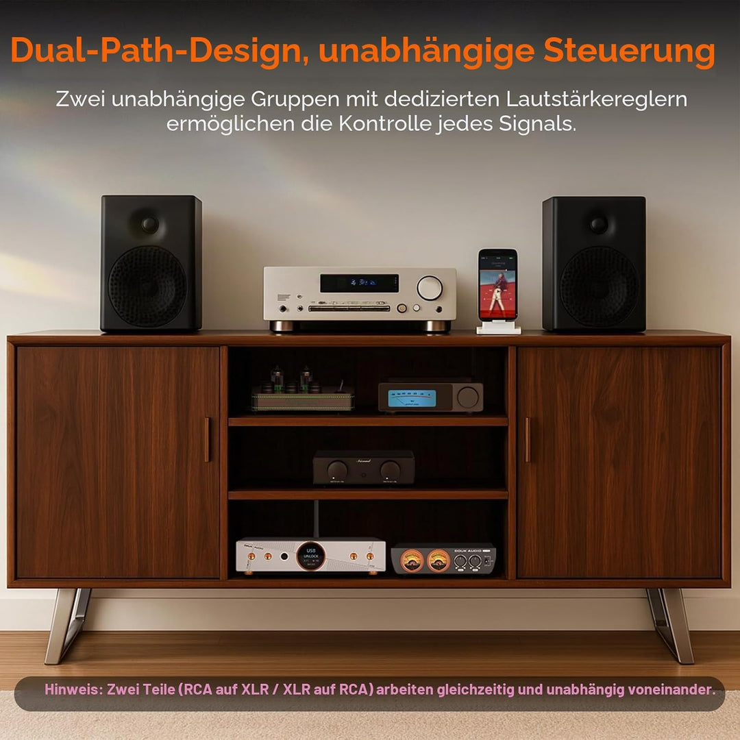 Nobsound XLR-Cinch-Konverter bidirektional: symmetrischer Audio-Adapter-Vorverstärker mit zwei Lauts