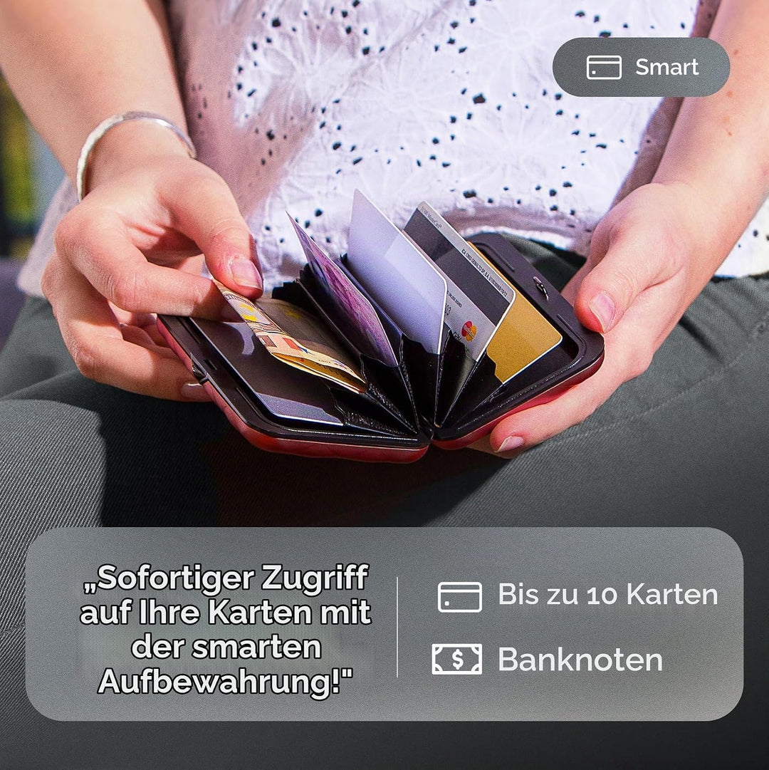 ÖGON Smart Wallets - Aluminium Geldbörse Quilted Button für Damen - RFID-Schutz - Bis zu 10 Karten u