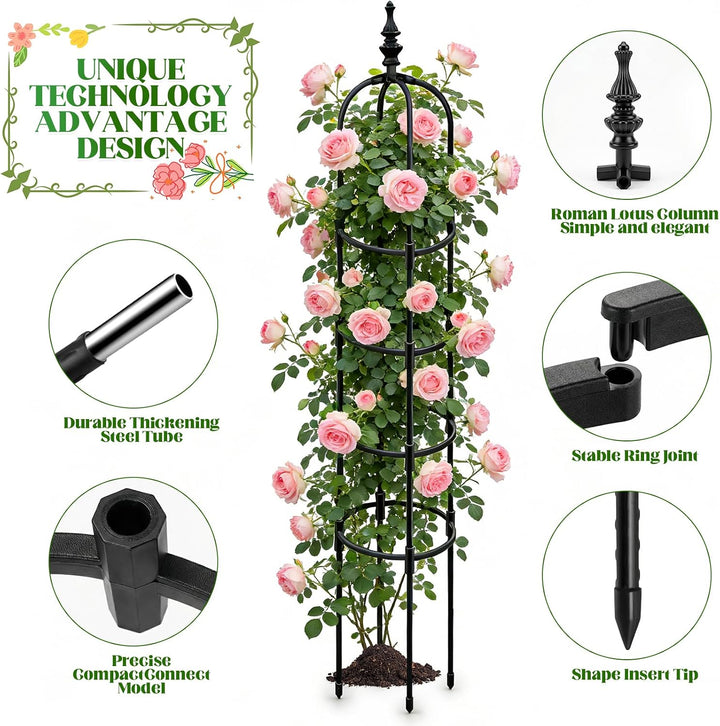180cm Metall U-Form Pflanzenstütze Rankhilfe für Garten &amp; Balkon Schwerlast Pflanzengestell mit 30m