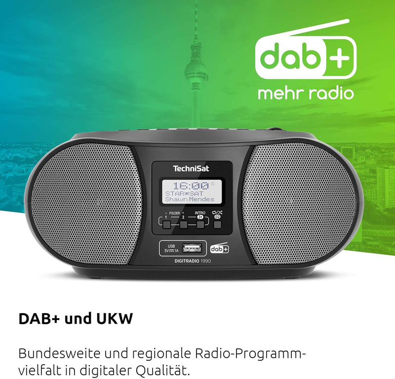 TechniSat DIGITRADIO 1990 - Stereo-Boombox mit DAB+/UKW-Radio und CD-Player (Bluetooth-Audiostreamin