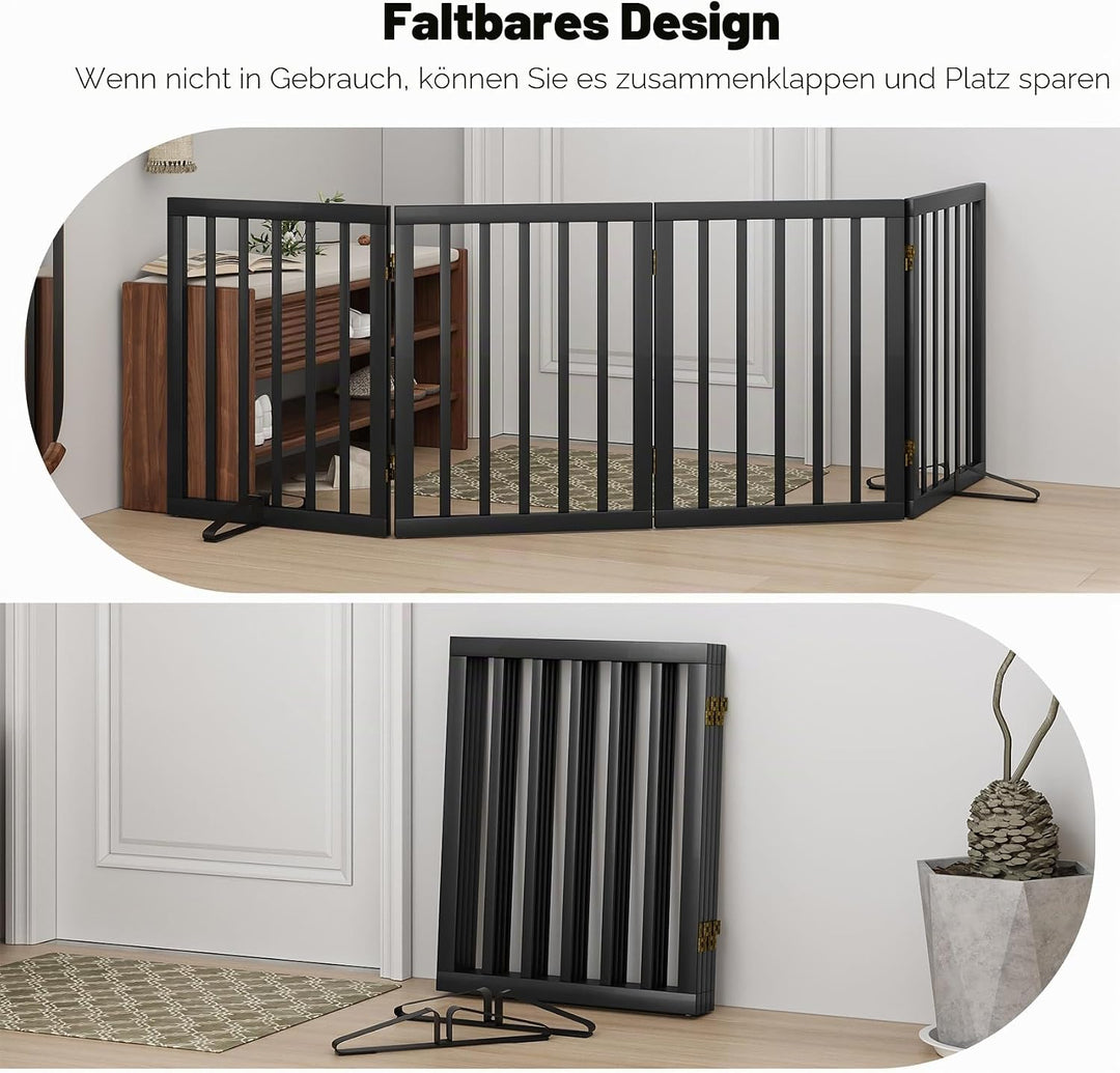 Freistehendes Hundegitter, Faltbares Hundebarriere für Tür,Treppen,Flur,Küche &amp; Schlafzimmer, Freist
