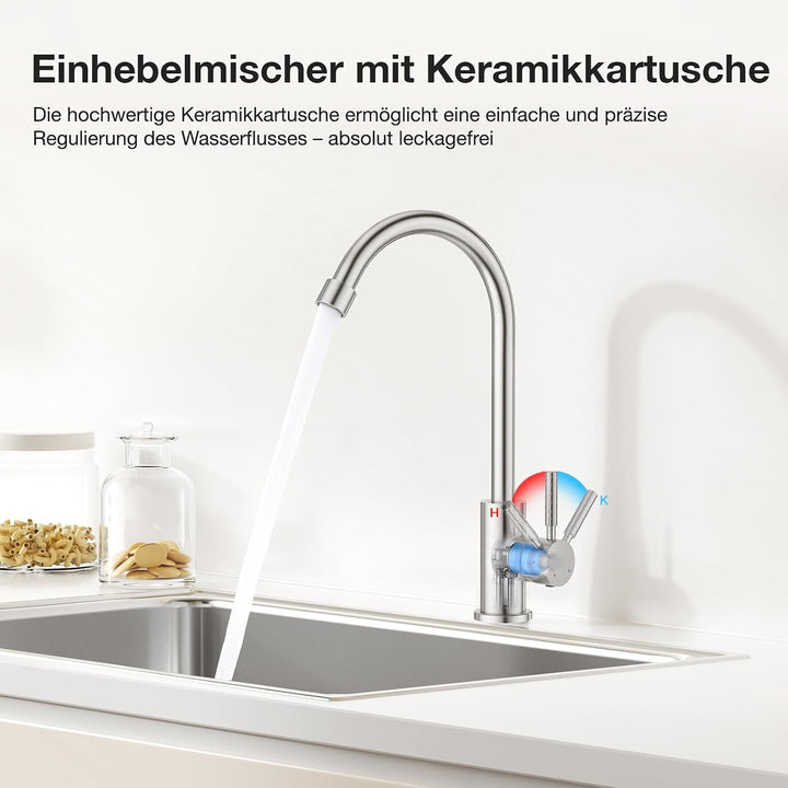 Faustina Spültischarmatur Wasserhahn Armatur Küche, Einhebelmischer Küchenarmatur Hochdruck Einhand-