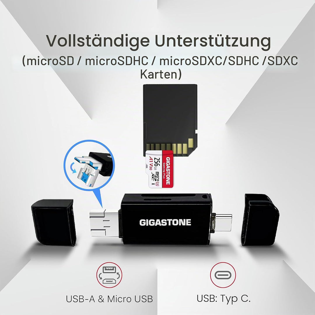 GIGASTONE 1 TB SD-Karte mit USB-Typ-C-Kartenleser, V30, SDXC-Speicherkarte, High-Speed, 4K, Ultra-HD