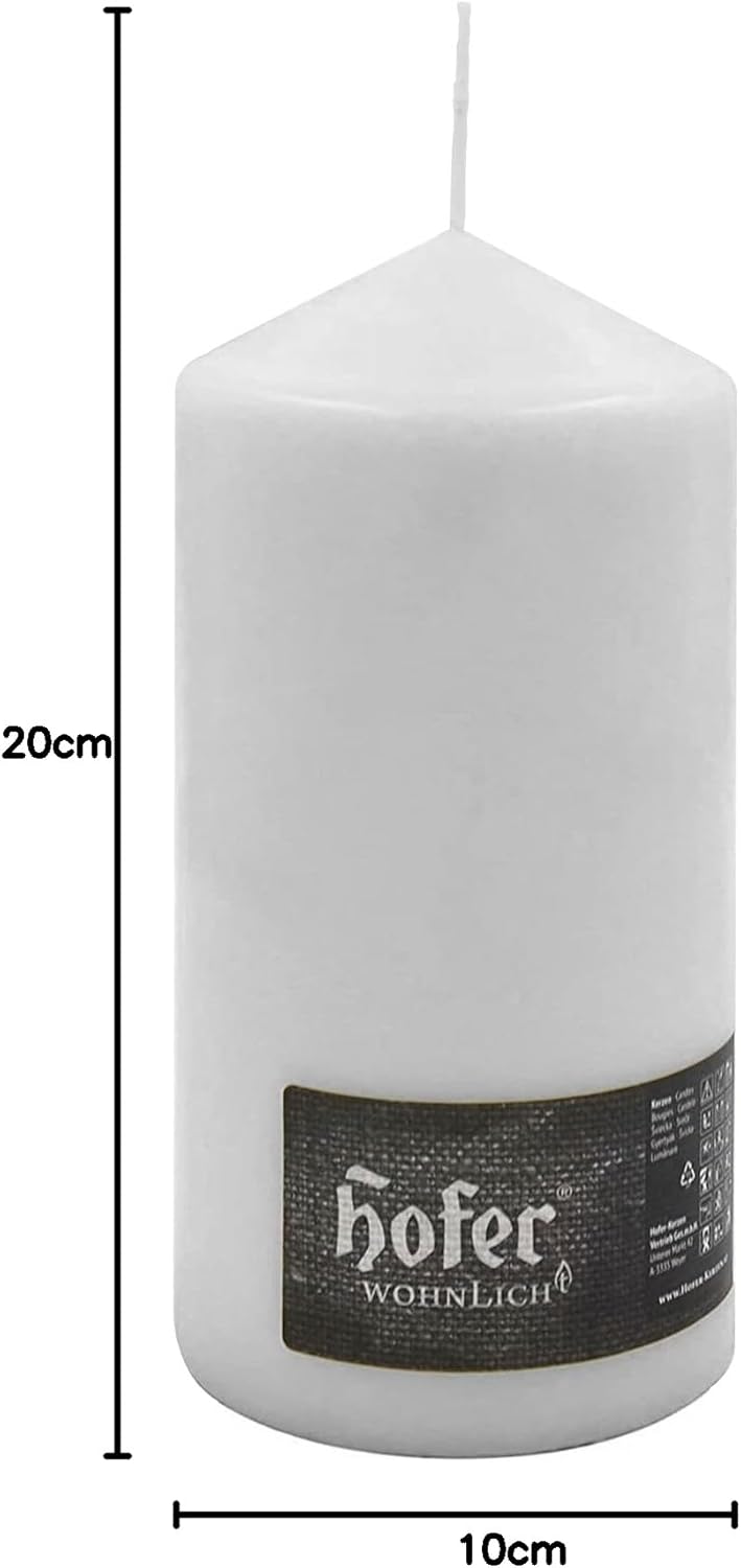 Hofer Stumpenkerzen Säulenkerzen, 2 Stück Set, Lange Brenndauer ca. 110 Stunden, Durchmesser 10 cm,