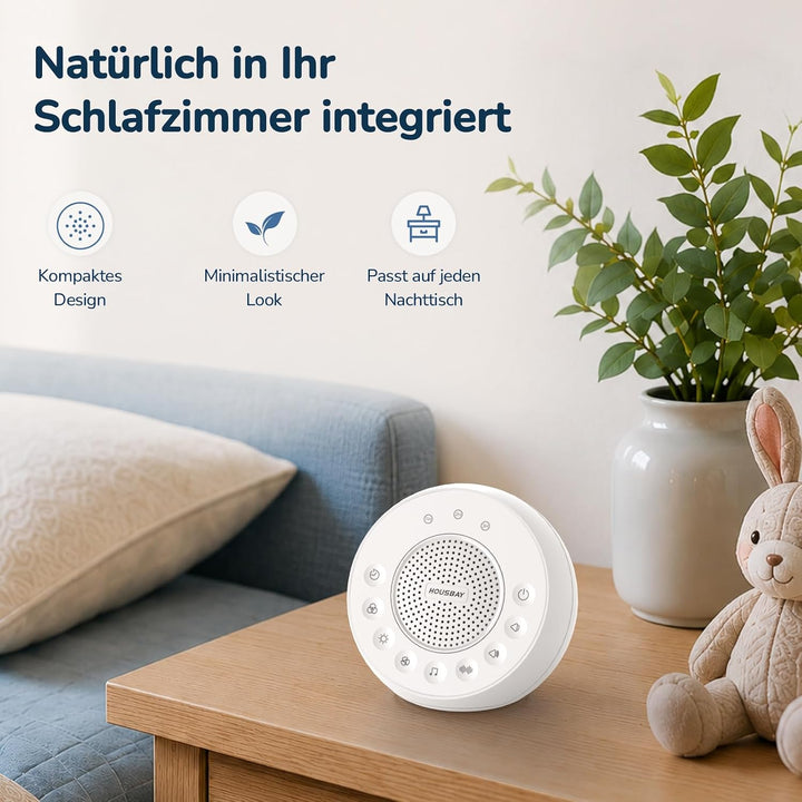 Housbay White Noise Machine für Babys mit Nachtlicht – Weisses Rauschen Gerät für Neugeborene, 31 be