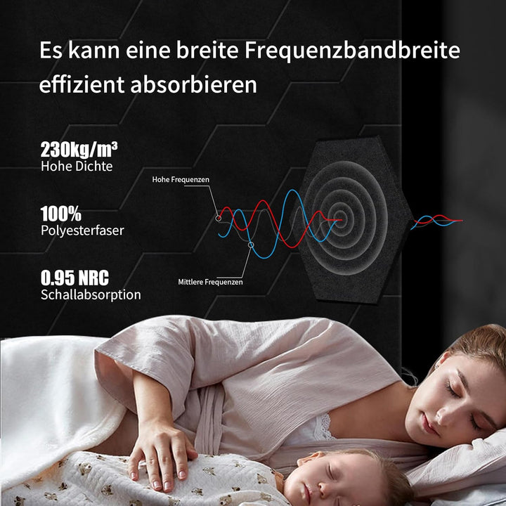 Sonuvia 18 Stück Hexagon Akustikplatten selbstklebend, Abdeckung 1.05㎡, Schallschutz & Schalldämmung