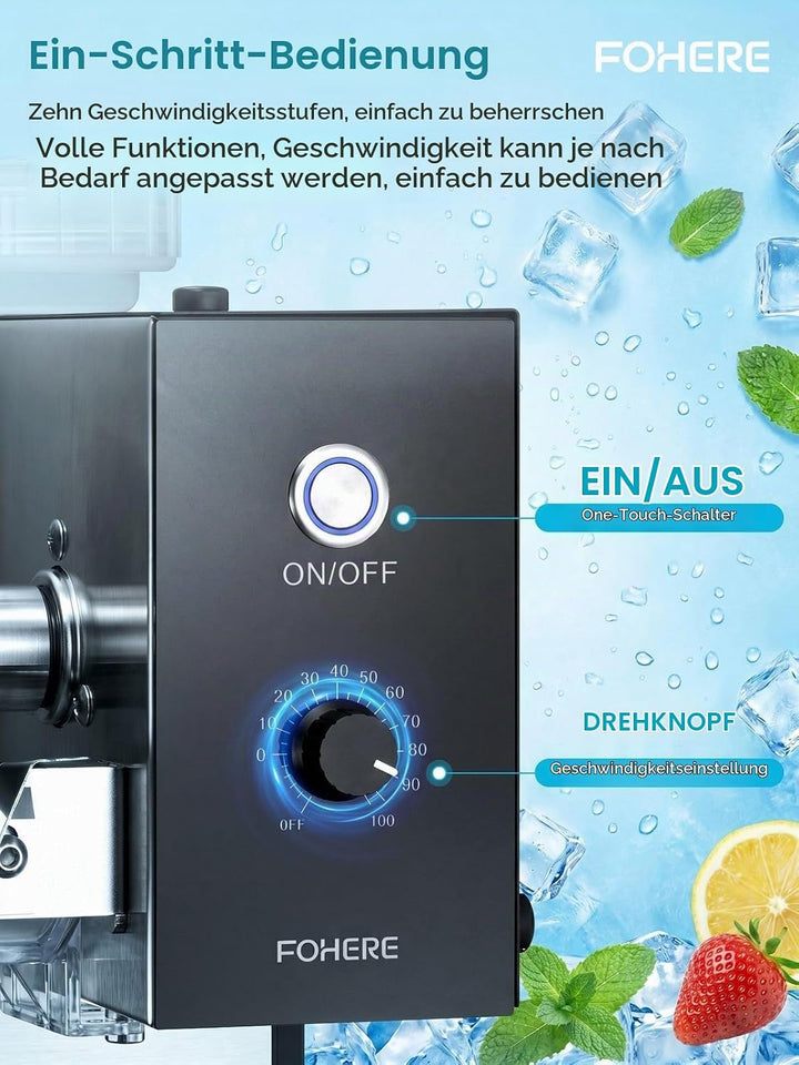 FOHERE Gewerbliche Schnee-Eismaschine 125kg/24h, Edelstahl Bingsu Maschine mit Selbstreinigungsfunkt