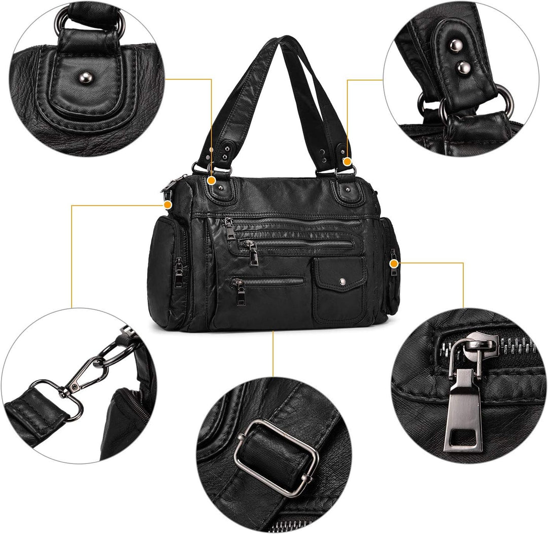 VINBAGGE Damen Handtasche Grosse Schultertasche PU Leder Henkeltasche Frauen Weiches Hobo Tasche Umh