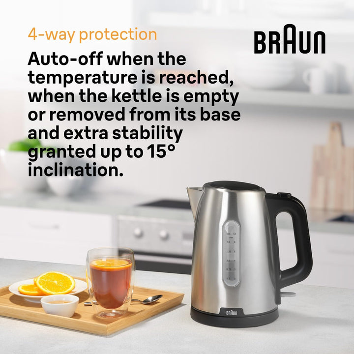 Braun PurShine Wasserkocher WK1500 BK – Teekocher mit 360° Basis, Abschaltautomatik, 1,7 L Füllmenge